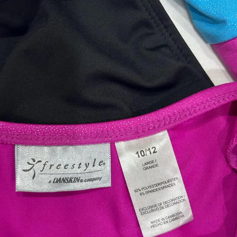 Danskin Now Kids Bodysuit Set - Pink, Black, and Blue